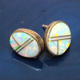 Artisan SF Signed Sterling Silver Opal Earrings