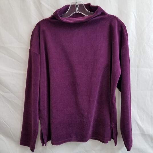 Eileen Fisher purple velour turtleneck sweater petite M image number 1