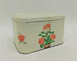 Vintage Floral Tin Bread Box