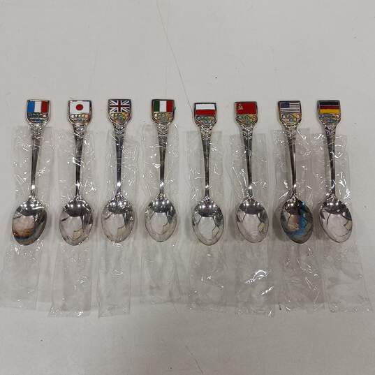 1978 Eight Nation Athletic Games Descente T&F Tokyo Bundle of 8 Spoons with Blue Collector Case image number 3