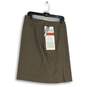 NWT Womens Brown Flat Front Back-Zip Knee-Length Side Slit A-Line Skirt Size 8 image number 3
