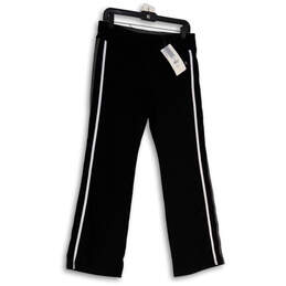 NWT Womens Black Striped Flat Front Elastic Waist Track Pants Size M 8-10