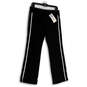 NWT Womens Black Striped Flat Front Elastic Waist Track Pants Size M 8-10 image number 1