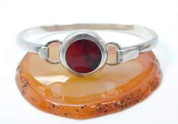 ATI Mexico 925 Faux Red Jasper Teardrop Drop Earrings & Modernist Chunky Circle Tension Bangle Bracelet 22.7g alternative image