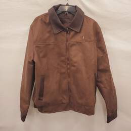 F Collections Men Brown Leather Jacket NWT L