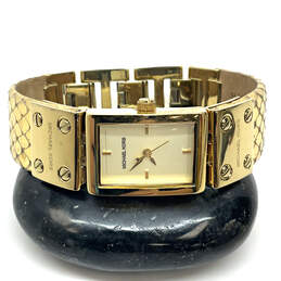 Designer Michael Kors MK-2132 Gold-Tone Rectangle Dial Analog Wristwatch