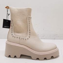 Dolce Vita Hoven H2O Studded Ivory Leather Platform Chelsea Boot Women's Size 7