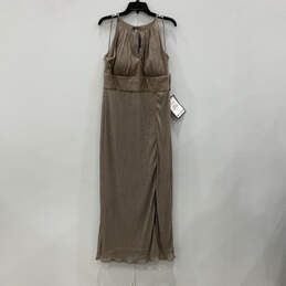 NWT Womens Shimmery Gold Sleeveless Halter Neck Side Slit Maxi Dress Sz 14