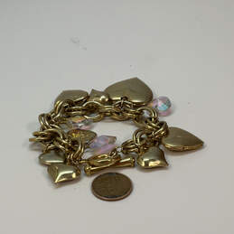 Designer Betsey Johnson Gold-Tone Link Chain Love Heart Charm Bracelet alternative image