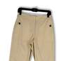 Womens Tan Flat Front Slash Pockets Stretch Straight Leg Ankle Pants Size 4 image number 3