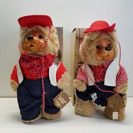 Lot of 2 Robert Raikes 1989 Saturday Matinee Plush Wood Bear Dolls alternative image
