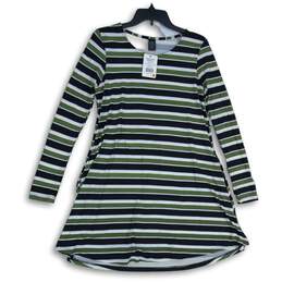 NWT Lildy Womens Green Black Striped Tunic Trapeze & Swing Dress Size S-M