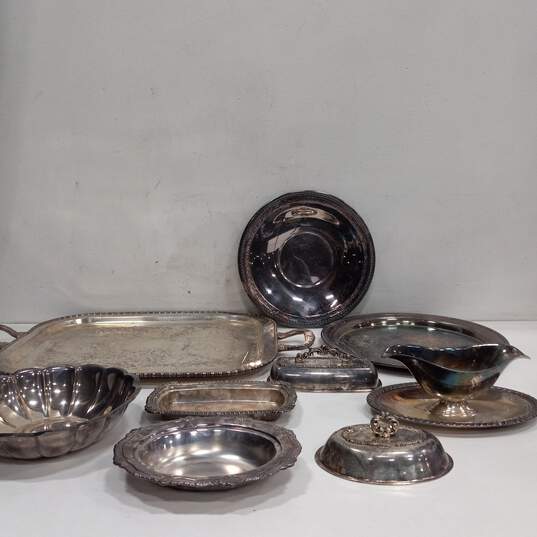 Bundle Of Assorted Silver Plated Serving Tray Platters image number 3