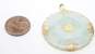 14K Gold Chinese Character Butterflies & Flowers Overlay Jade Disc Pendant 11g image number 5