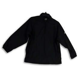 Womens Black 1/4 Zip Mock Neck Long Sleeve Pullover Track Jacket Size XL
