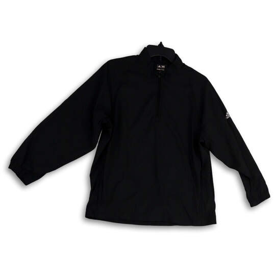 Womens Black 1/4 Zip Mock Neck Long Sleeve Pullover Track Jacket Size XL image number 1