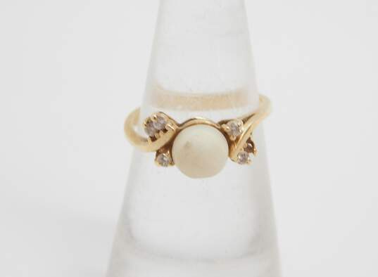14K Yellow Gold 0.10 CTTW Diamond & Pearl Ring- For Repair 2.5g image number 5