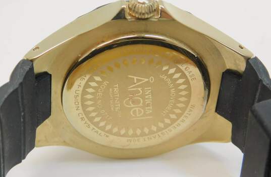 Invicta Angel Model No. 0717 Gold Tone & Black Band Watch 66.4g image number 3