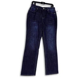 NWT Womens Blue Stretch Denim Pockets Dark Wash Straight Leg Jeans Sizes 8