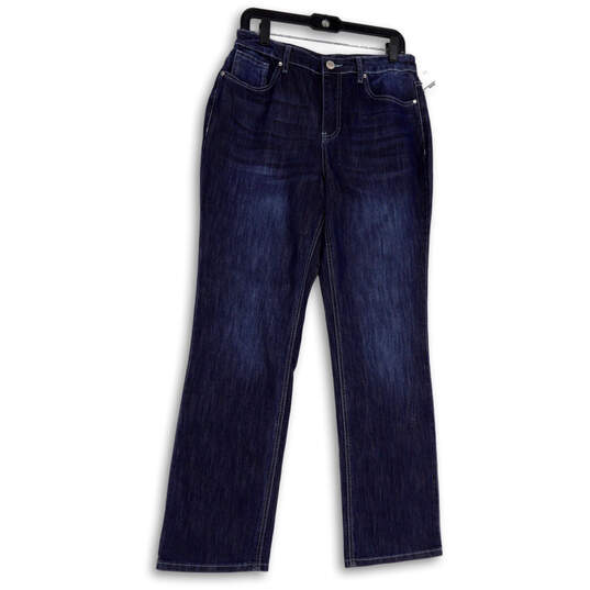 NWT Womens Blue Stretch Denim Pockets Dark Wash Straight Leg Jeans Sizes 8 image number 1