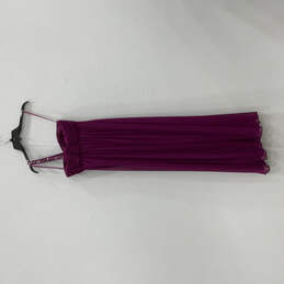 Womens Purple Sleeveless Beaded Strap One Shoulder Pleated Maxi Dress Sz 4