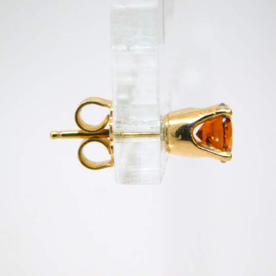 Elegant 14K Yellow Gold Citrine & Ball Stud Earrings 1.7g image number 5