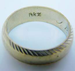 Vintage 14K White Gold Diagonal Etched Edge Wedding Band Ring 4.7g