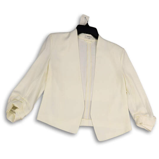 Womens White Long Sleeve Regular Fit Open Front Cropped Blazer Size 4 image number 1