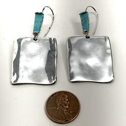Designer Rlm Soho Silver-Tone Turquoise Square Hammered Dangle Earrings alternative image