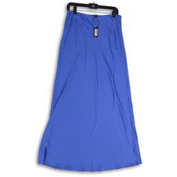 NWT Express Womens Blue Flat Front Side Zip Maxi Skirt Size Medium