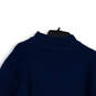 Womens Blue Knitted Long Sleeve Mock Neck Pullover Sweater Size Medium image number 4