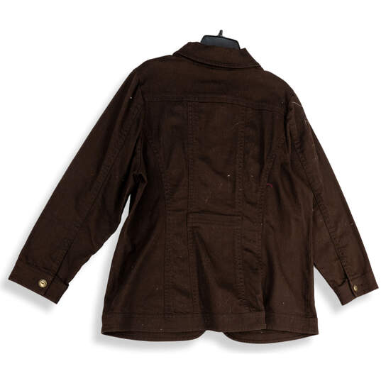 NWT Womens Brown Long Sleeve Collared Pockets Full-Zip Jacket Size 0X/16W image number 2
