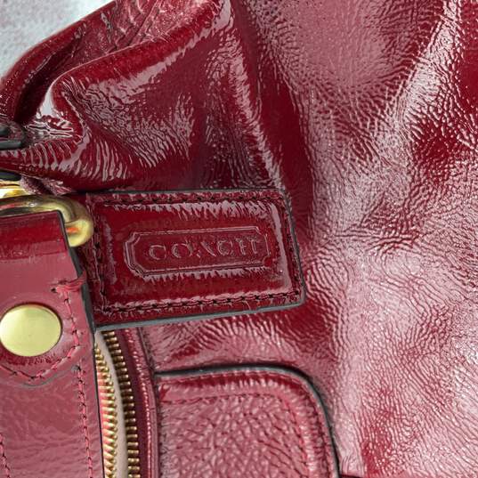 Coach Womens Red Leather Ashley Inner Pocket Detachable Strap Zipper Hobo Bag image number 7