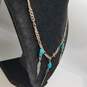 Sterling Silver Turquoise Nugget Figaro Chain Feather 18inch Necklace 21.2g image number 2