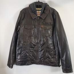 Levi's Men Brown/Black Faux Leather Jacket Sz44