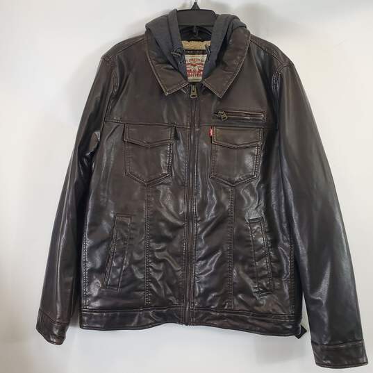 Levi's Men Brown/Black Faux Leather Jacket Sz44 image number 1