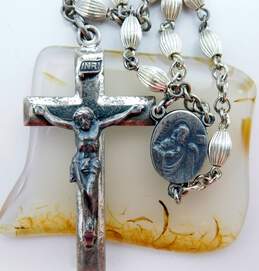 Vintage 925 Ridged Beaded Crucifix Cross Rosary 22.3g alternative image