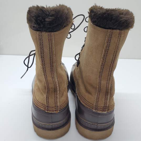 Vintage Sorel Boots Kaufman Steel Shank Brown Suede Men's Size 10 image number 3