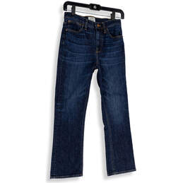 Womens Blue Denim Dark Wash Pockets Stretch Straight Leg Jeans Size 25