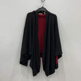 Womens Black Red Open Front Winter Wrap Fashionable Cape Sweater