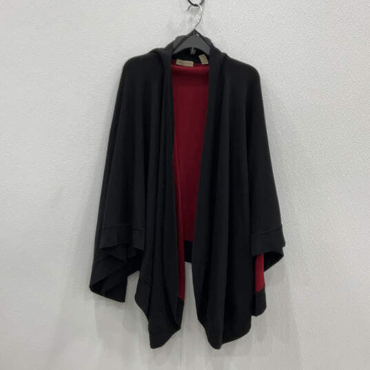 Womens Black Red Open Front Winter Wrap Fashionable Cape Sweater image number 1