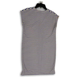 Womens White Blue Striped V-Neck Sleeveless Pullover Mini Dress Size XS alternative image