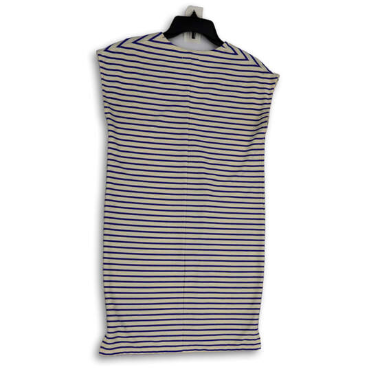 Womens White Blue Striped V-Neck Sleeveless Pullover Mini Dress Size XS image number 2