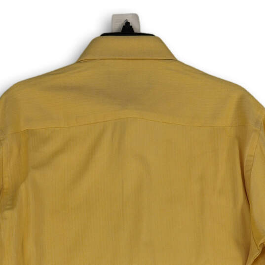 NWT Mens Yellow Button Front Spread Collar Long Sleeve Dress Shirt Size M image number 4