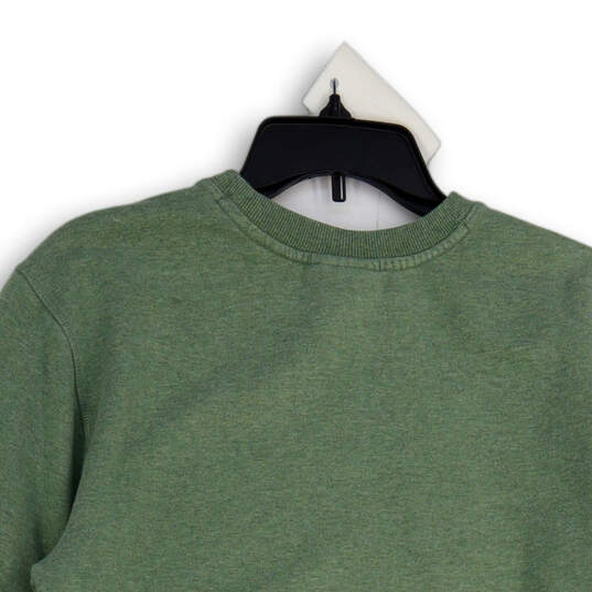 Mens Green Crew Neck Long Sleeve Ribbed Hem Pullover Sweatshirt Size Small image number 4