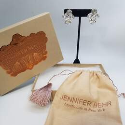 Jennifer Behr New York Silver Tone Crystal Edith Clip-On Earrings W/Box 13.2g