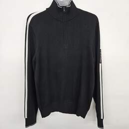 Mock Neck Quarter Zip Knited Black Sweatshirt