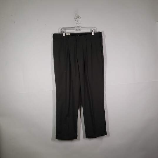 NWT Mens Blended Patterned Relaxed Fit Pleated Front Dress Pants Size 38 image number 1