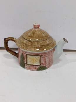 Vintage Hand Painted Cottage Shaped Teapot with Lid alternative image
