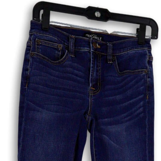Womens Blue Denim Mercantile Medium Wash Pockets Skinny Leg Jeans Size 26 image number 3